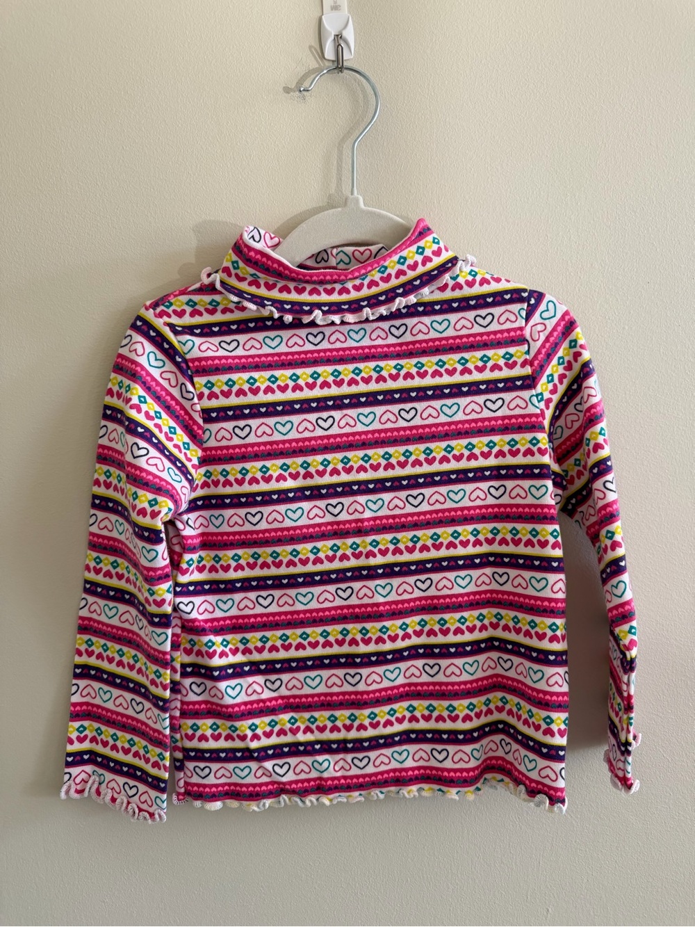 Garanimals Pink Long Sleeve Turtleneck with Multicolor Heart & Stripe Pattern